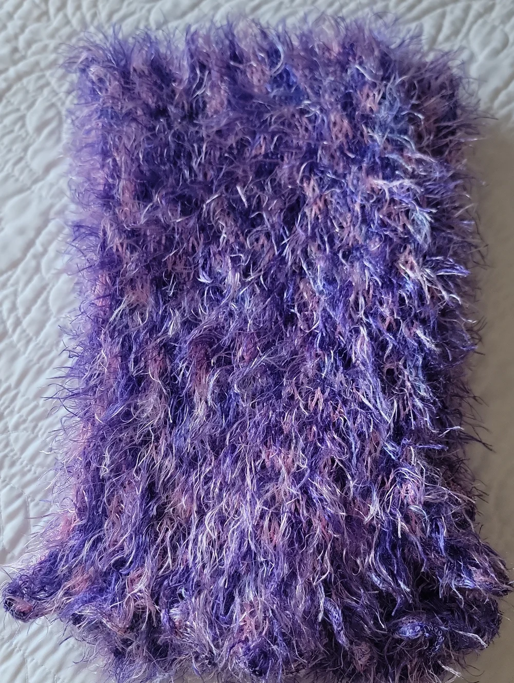 Magic Fuzzy Purple and Pink Eyelash Yarn Scarf